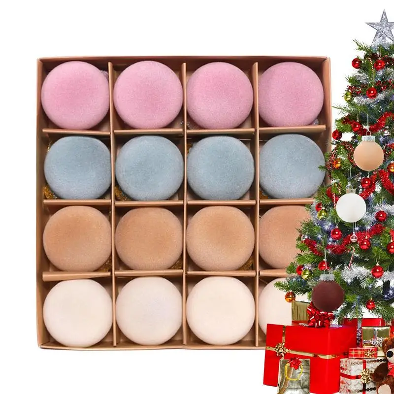 

16 шт., декоративные бархатные шары для новогодней ёлки