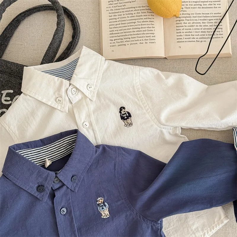 2024 Spring New Children Long Sleeve Shirts Fashion Girls Cartoon Lapel Shirt Baby Boys Cotton Tee Kids Casual Tops Clothes 25 S65094ce060844b2399886c78fab894cau