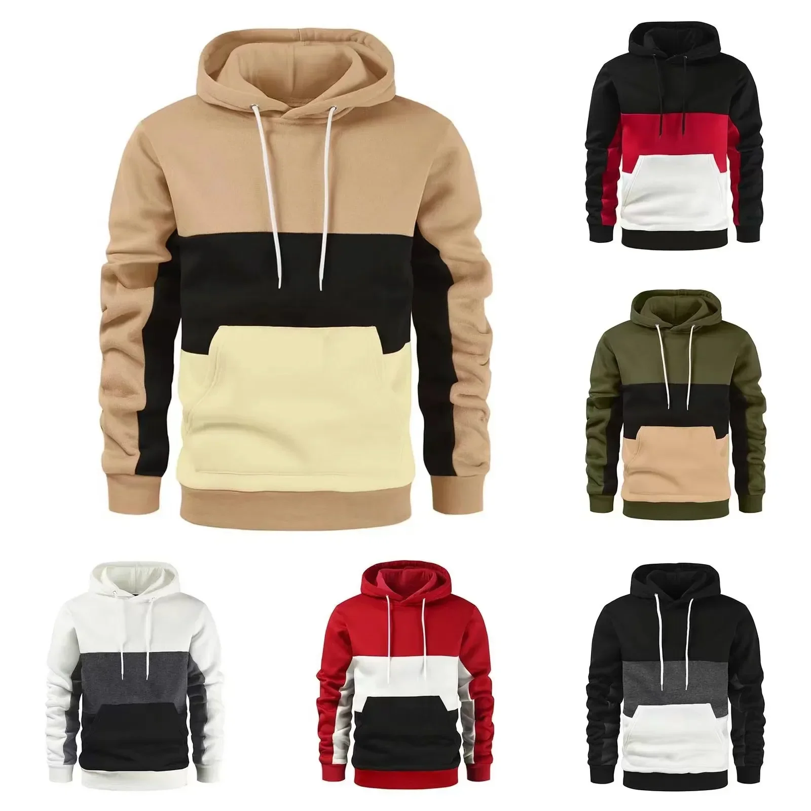 

2023 Fashion Autumn Hoodies Men Sweatshirt Male Stitching Hooded Hip Hop Long Sleeve Sweatshirt Men Silm Hoodies Outwear