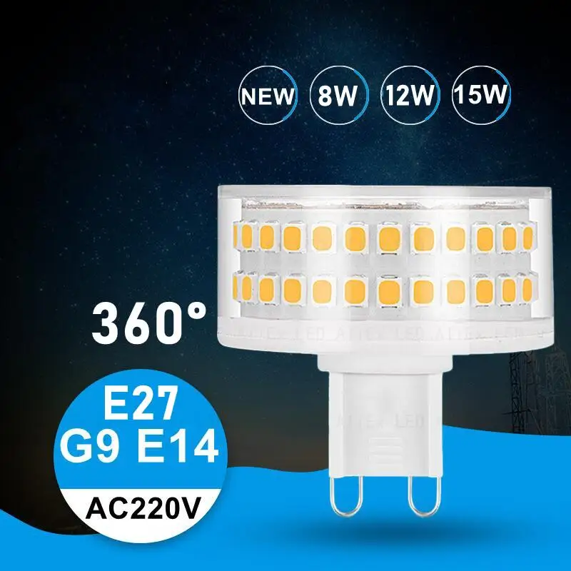

E27 E14 G9 LED BULB Dimmable 8W 12W 15W AC220V 240V No Flicker LED Light Lamp Chandelier Light Replace 80W Halogen Lighting