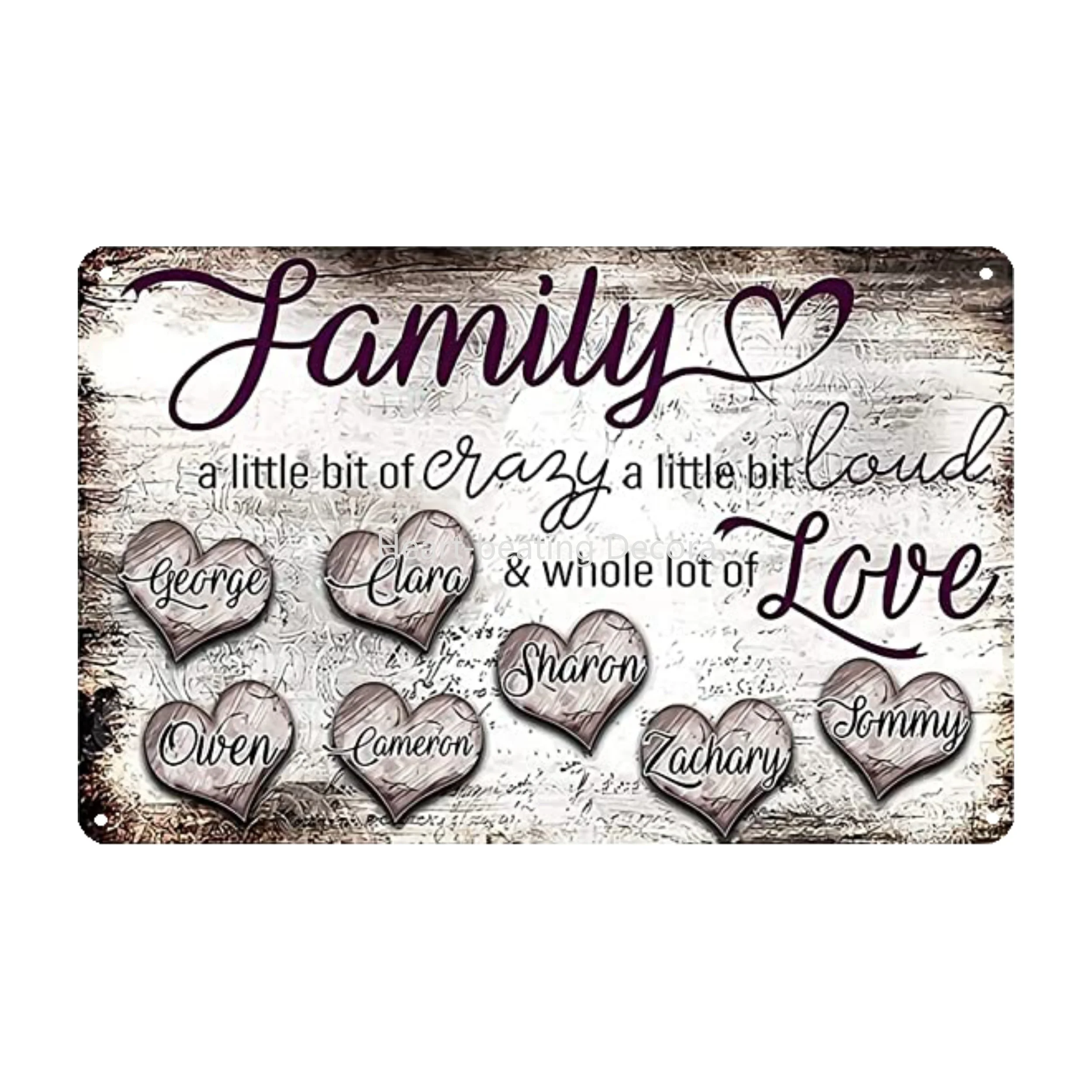 

"Family - A Little Bit Of Crazy Whole Lot Of Love" Metal Tin Sign (8''x12''/20cm*30cm), Novelty Vintage Plaque Decor, Home