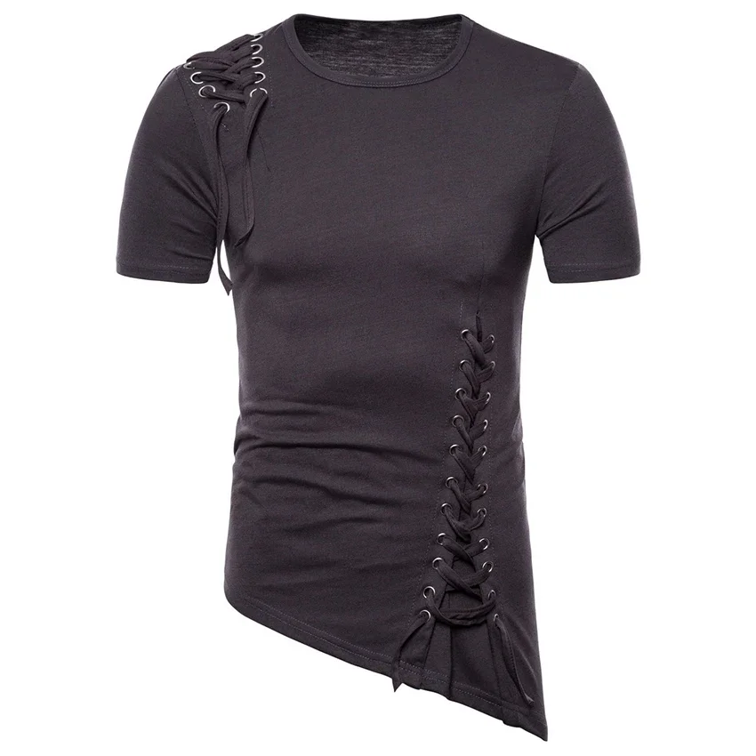 Men Shoulder Strape Design T Shirt Solid Color Irregular Hem Fashion Hip Hop Streetwear Tshirt Men Slim Skinny Funny Tee Shirt
Men Shoulder Strape Design T Shirt Solid Color Irregular Hem Fashion Hip Hop Streetwear Tshirt Men Slim Skinny Funny Tee Shirt