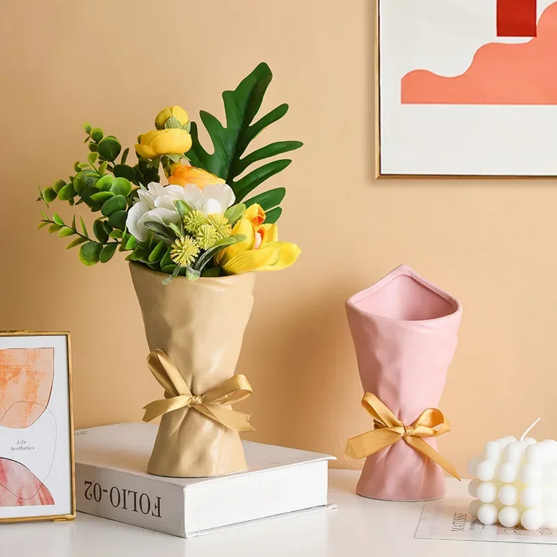 

Керамическая Цветочная ваза в скандинавском стиле, домашний декор для гостиной, Цветочная композиция для удержания крыльца, столовой, домашние украшения