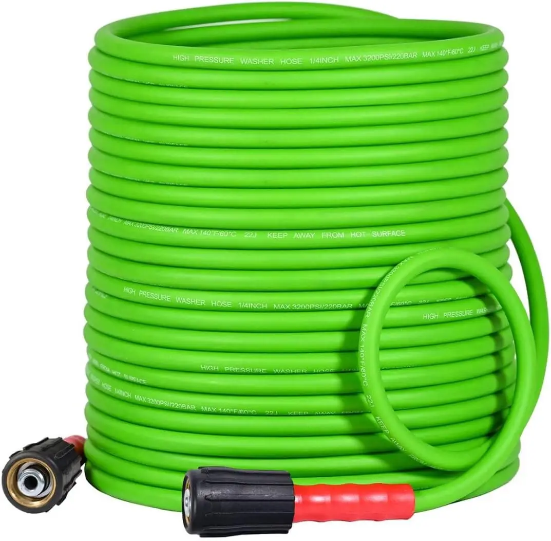 

Super Flexible Pressure Washer Hose 100FT 1/4",Kink Resistant Power Washer Hose Replacement for Flexzilla Uberflex Ryobi Genarac