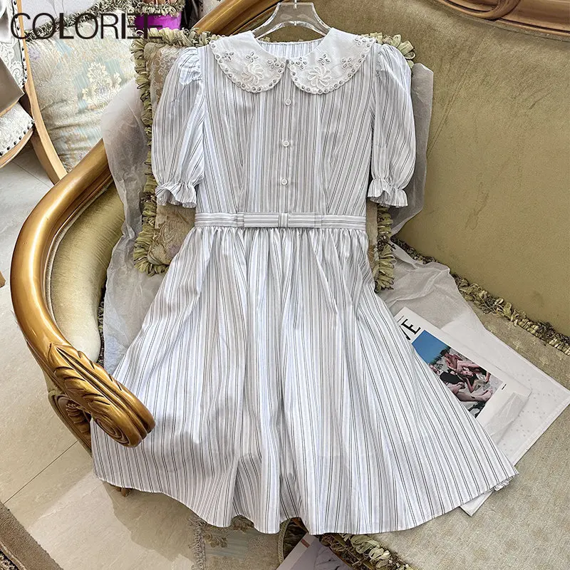 Luxury Diamonds Beading Striped Dress for Women 2023 Korean Fashion Elegant Short Sleeve Pleated Midi Summer Dress Vestidos
Luxury Diamonds Beading Striped Dress for Women 2023 Korean Fashion Elegant Short Sleeve Pleated Midi Summer Dress Vestidos
