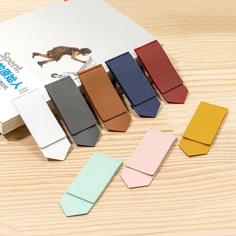 

Solid Color PU Leather Label Student Library Stationery Portable Leather Bookmark Business Office Page Folder For Reading Lover