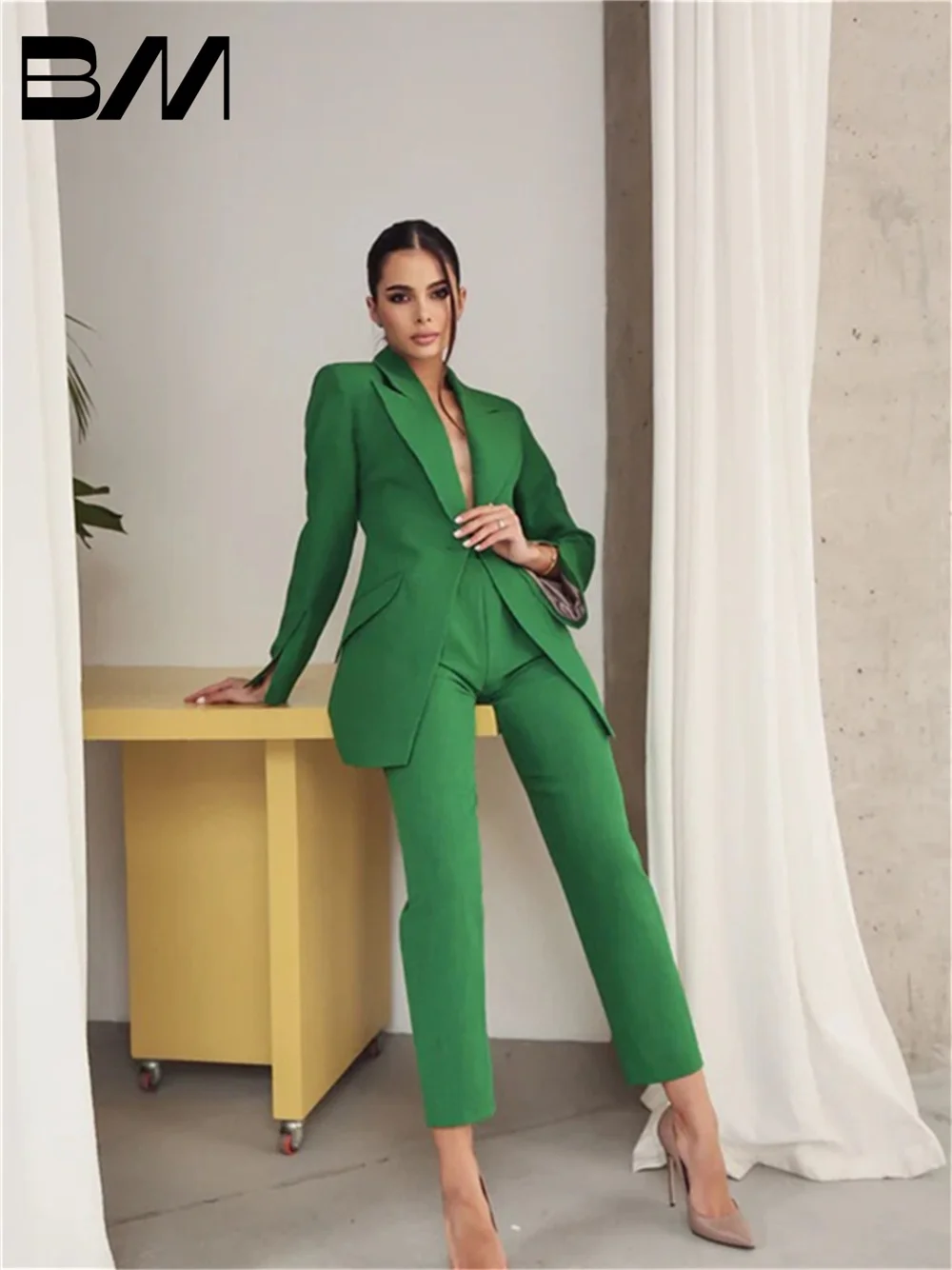 

Elegant Custom Colored Women's Suit 2024 Spring Fashion Professional Matching Set Office Suit Simple Casual Blazers Pants