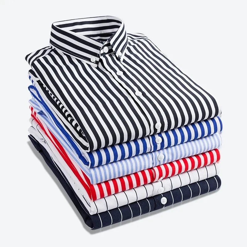 

Men's Striped Casual Summer Texture Business Formal Korean Version Of The Trend Fashion Shirt Slim Quality Seven-Point Sleeve