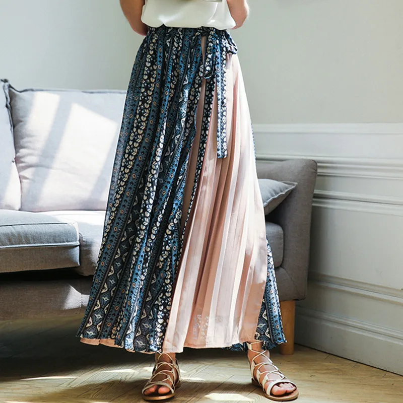 Vintage Boho Skirts For Women Spring Summer Faldas High Waist Lace-Up Floral Chiffon Patchwork Tulle Long Pleated Midi Skirts
Vintage Boho Skirts For Women Spring Summer Faldas High Waist Lace-Up Floral Chiffon Patchwork Tulle Long Pleated Midi Skirts