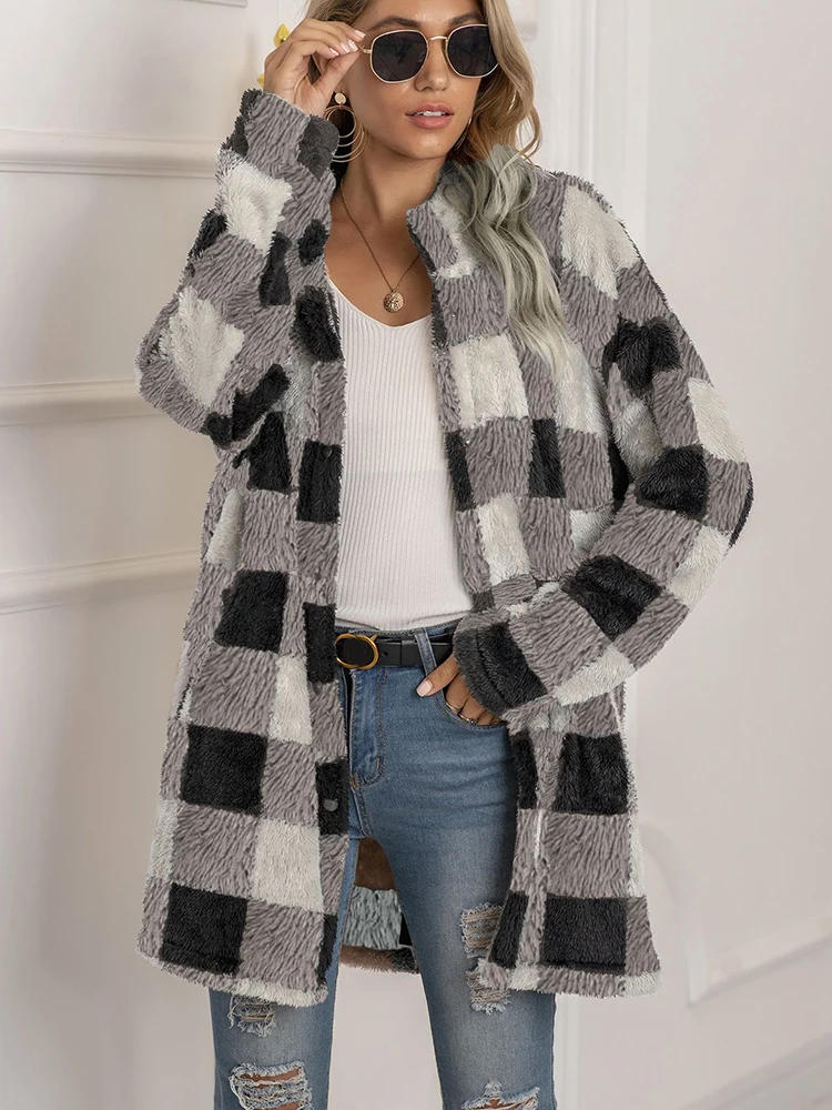 Wool Coat Plaid Long Jacket Woman Fashion Overcoat Long Sleeve Coats Autumn Winter Casual Girls Jacket Female Streetwear
Wool Coat Plaid Long Jacket Woman Fashion Overcoat Long Sleeve Coats Autumn Winter Casual Girls Jacket Female Streetwear