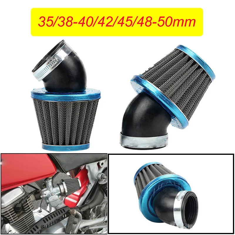 

Universal 35/38-40/42/45/48-50mm Motorcycle Mushroom Head Air Intake Filter with Clamp Breather Cooling Filters Bent Connector