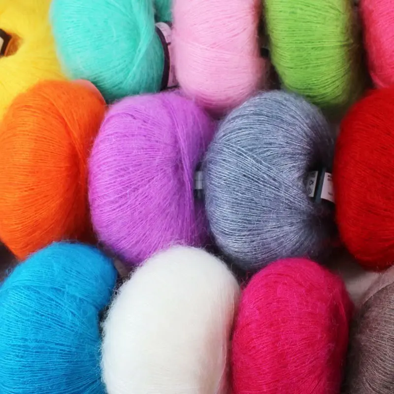 Popular Multi Color Angora Long Wool Yarn Soft Mohair Pashm Knitting Thread for Weave Scarves Weaving
Popular Multi Color Angora Long Wool Yarn Soft Mohair Pashm Knitting Thread for Weave Scarves Weaving