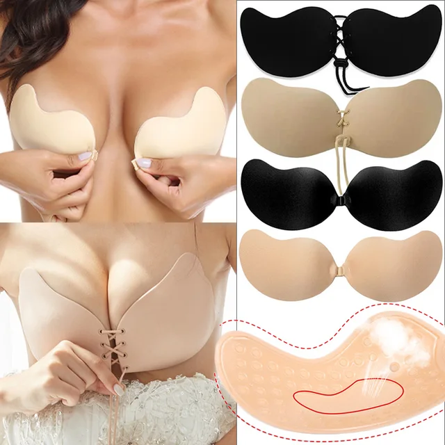 Soutien-gorge invisible push-up pour femmes, sans bretelles, fermeture avant sans couture, sous-vêtements adhésifs en silicone, lingerie collante 2