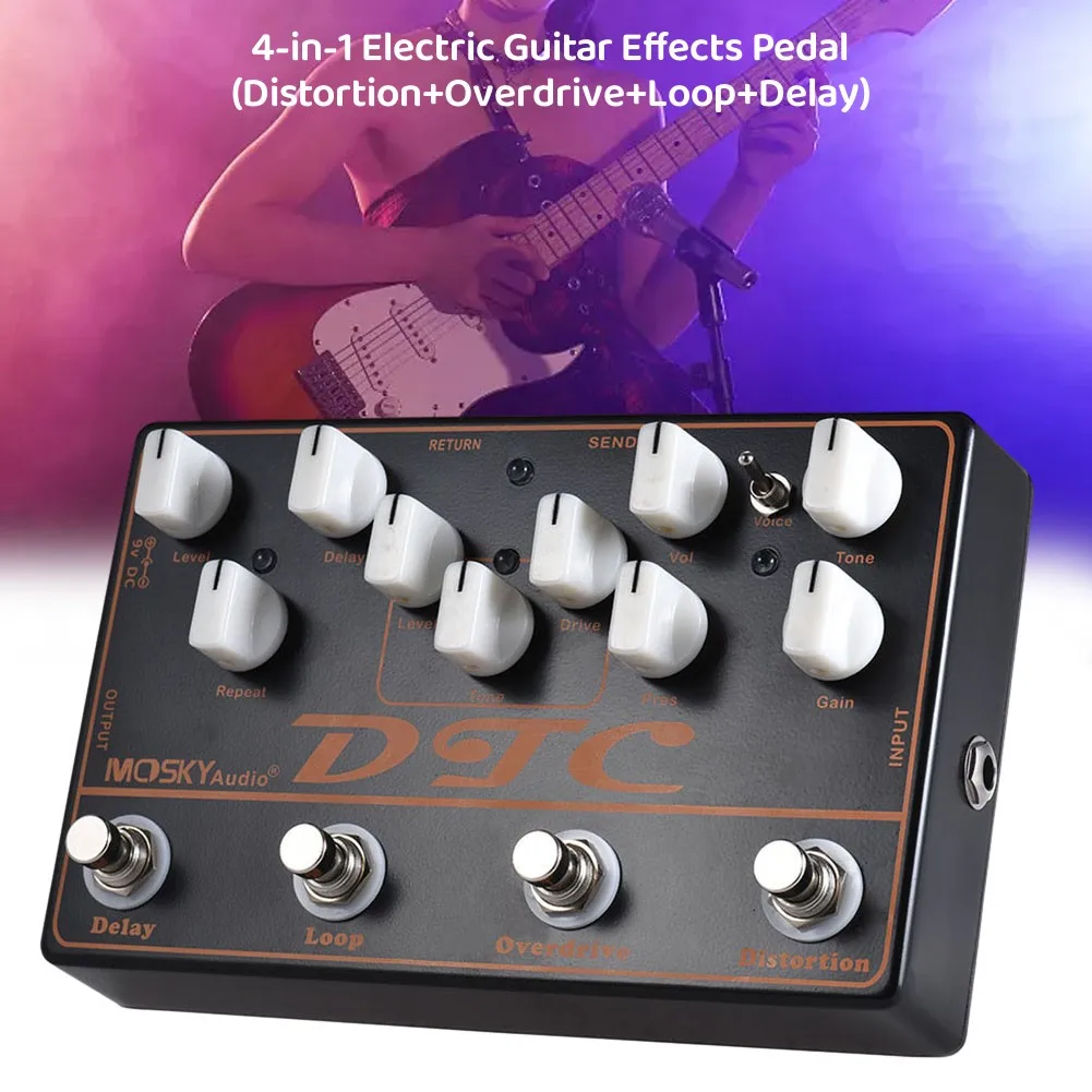 MOSKY 4in1 Multi Electric Guitar Effect Pedal Distortion Overdrive Loop and Delay with Impressive Sound Quality
MOSKY 4in1 Multi Electric Guitar Effect Pedal Distortion Overdrive Loop and Delay with Impressive Sound Quality