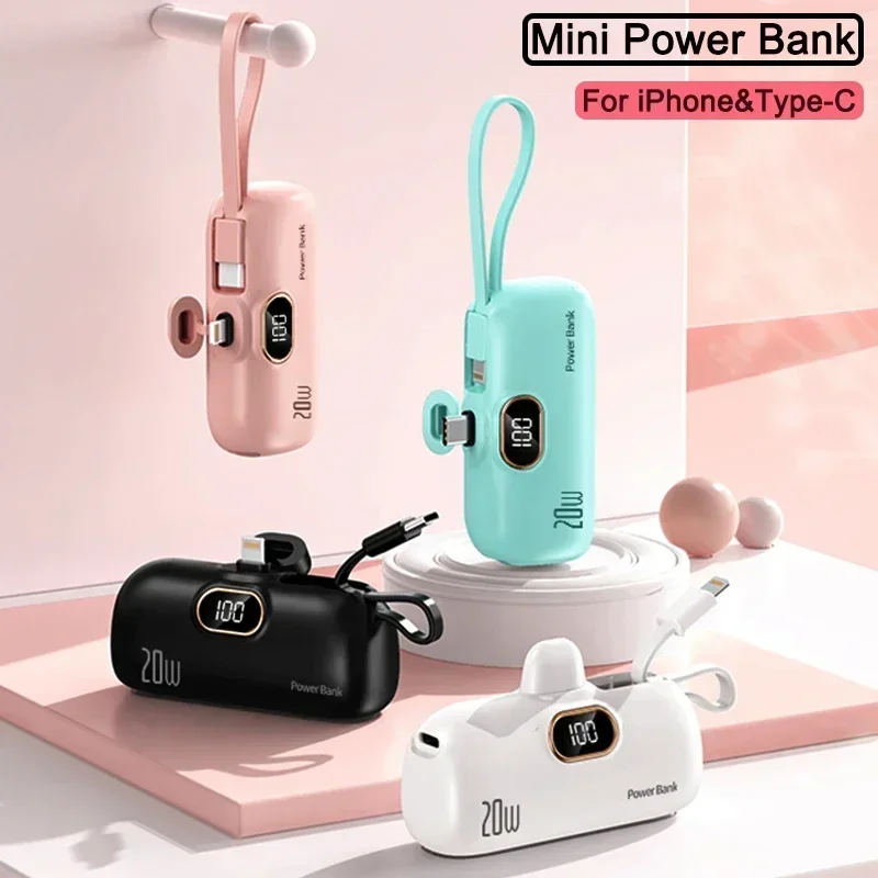 

10000mAh Mini Portable Power Bank External Battery Plug Play Power Bank Type C Fast Charger For iPhone Samsung Huawei Xiaomi