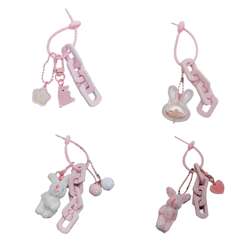 

Pink Rabbit Pig Charm Keychains Sweet Pendant Y2K Car Keyring Backpack Decoration Fashion Jewelry for Women Girls DropShip