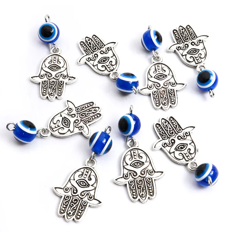 10pcs Hamsa Hand&Blue Evil Eye Charms Turkish Evil Nazar Eye Pendants For DIY Amulet Necklace Lucky Ornaments Making Accessories 10pcs Hamsa Hand&Blue Evil Eye Charms Turkish Evil Nazar Eye Pendants For DIY Amulet Necklace Lucky Ornaments Making Accessories