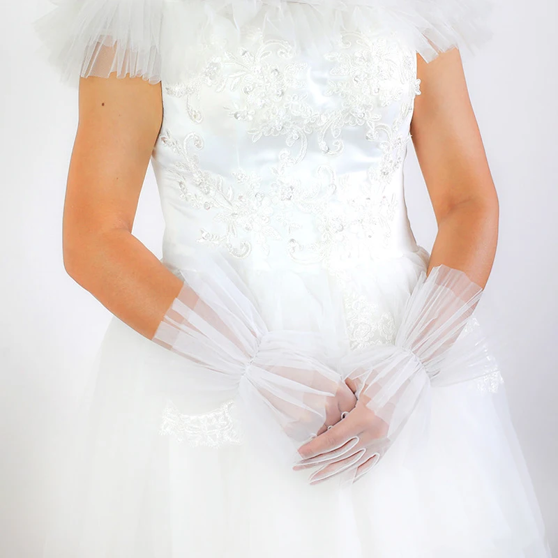 Women Transparent Wedding Tulle Gloves Full Finger Elegant Bride Ruffle Sheer Mesh Gloves
Women Transparent Wedding Tulle Gloves Full Finger Elegant Bride Ruffle Sheer Mesh Gloves