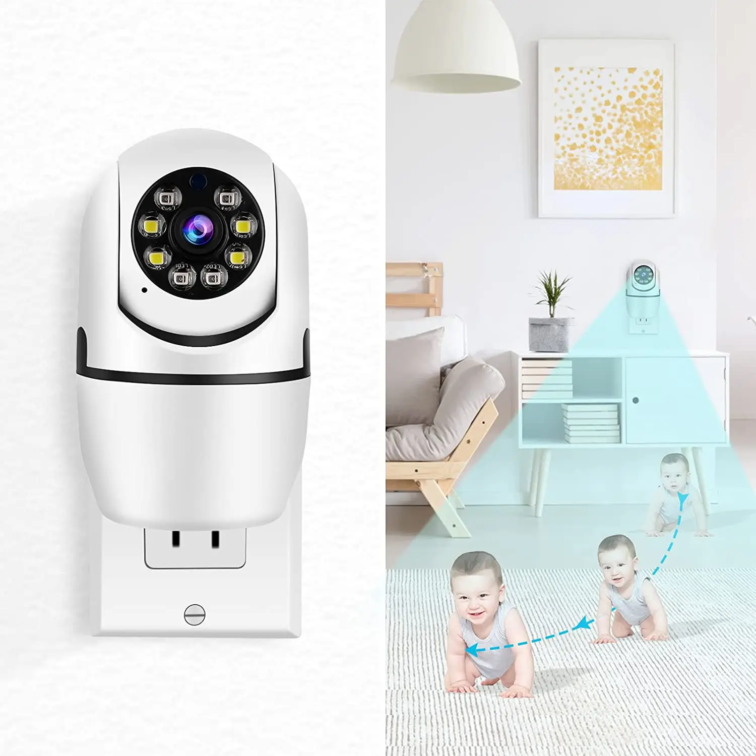 1080P Baby Monitor Remote Family Safety Night Vision Infrared Socket Type HD Vision 360 Degrees Wireless Surveillance Camera
1080P Baby Monitor Remote Family Safety Night Vision Infrared Socket Type HD Vision 360 Degrees Wireless Surveillance Camera