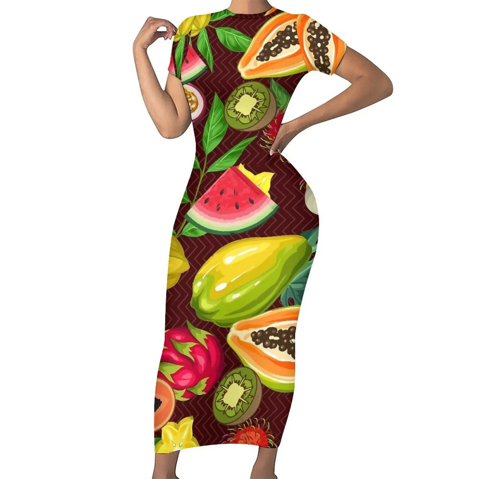 Tropical Fruit Print Bodycon Dress Summer Colorful Fruits Slices Retro Maxi Dresses Women Short Sleeve Design Street Style Dress
Tropical Fruit Print Bodycon Dress Summer Colorful Fruits Slices Retro Maxi Dresses Women Short Sleeve Design Street Style Dress