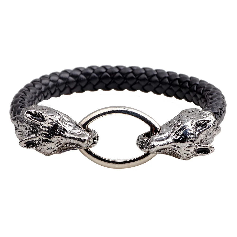 Popular domineering tough guy style double headed wolf fashion metal minimalist men's leather bracelet
Popular domineering tough guy style double headed wolf fashion metal minimalist men's leather bracelet