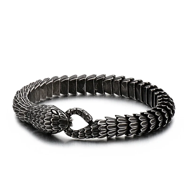 Fashion Retro Viking Snake Bracelet for Men Punk Biker Creative Animal Stainless Steel Women Hand Bracelets Jewelry Wholesale
Fashion Retro Viking Snake Bracelet for Men Punk Biker Creative Animal Stainless Steel Women Hand Bracelets Jewelry Wholesale