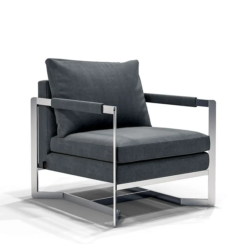 Postmodern simple metal frame single sofa low stool lounge chair set velvet fabric sofa
Postmodern simple metal frame single sofa low stool lounge chair set velvet fabric sofa