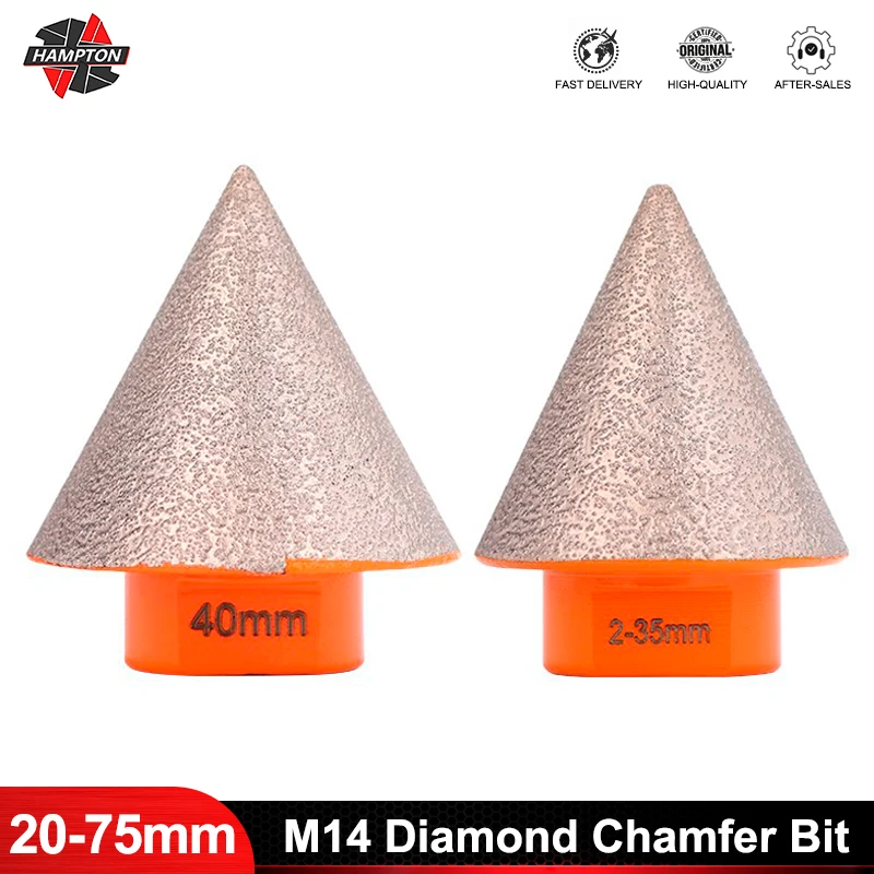 

M14 Diamond Chamfer Bits 20-75mm Milling Tile Cutter Marble Concrete Hole Saw Masonry Drilling Crowns Construction Tools