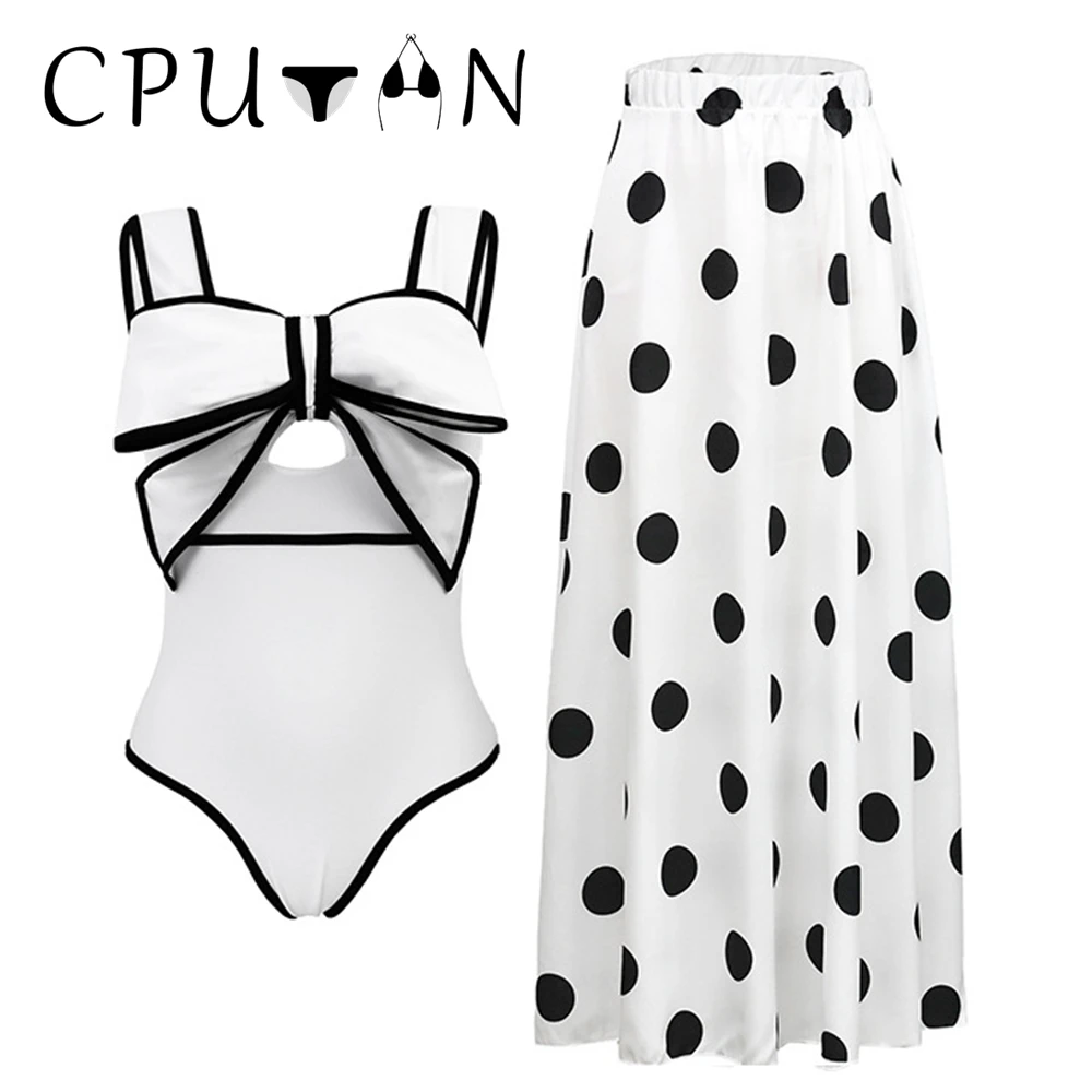 

CPUTAN 2024 сексуальный 3D Цветочный комплект бикини, купальник, юбка, Женская винтажная одежда в горошек, пляжная одежда, юбка, летний купальный костюм, платье