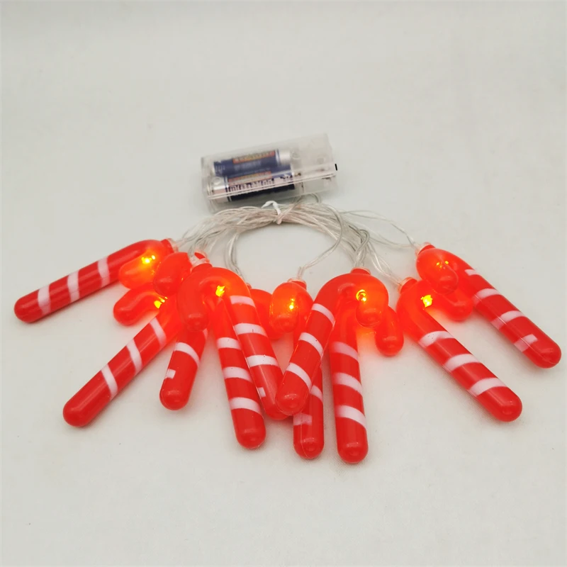 

10Pcs Red Crutch LED String Lights Garland 2023 Christmas Party New Year Eve Xmas Tree Ornaments Gift Room Home Navidad Supplies