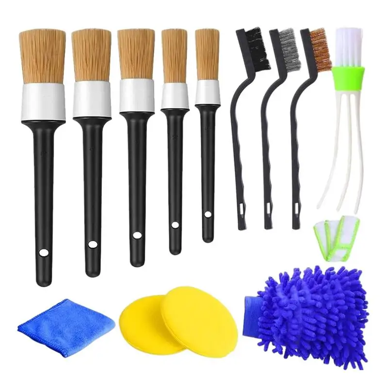 

13 Pcs Car Cleaning Brush Set Auto Detailing Air Vents Wheel Rim Dirt Dust Cleaning Tools Car Wash Maintenance Interior Exterior