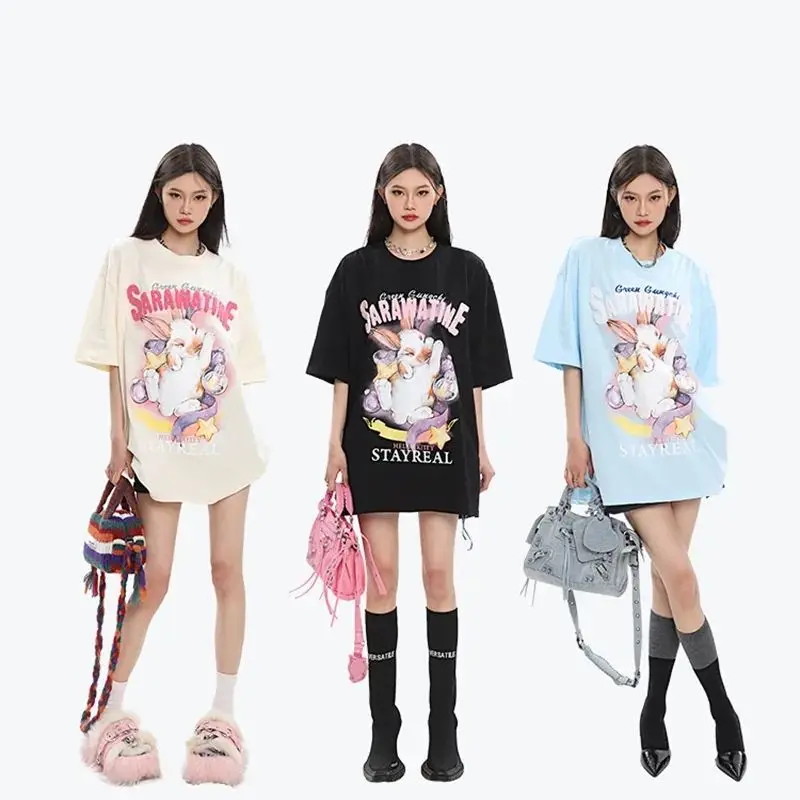 American sweet rabbit printed short-sleeved T-shirt for women fashionable and age-reducing ins fashion Korean niche loose top
American sweet rabbit printed short-sleeved T-shirt for women fashionable and age-reducing ins fashion Korean niche loose top