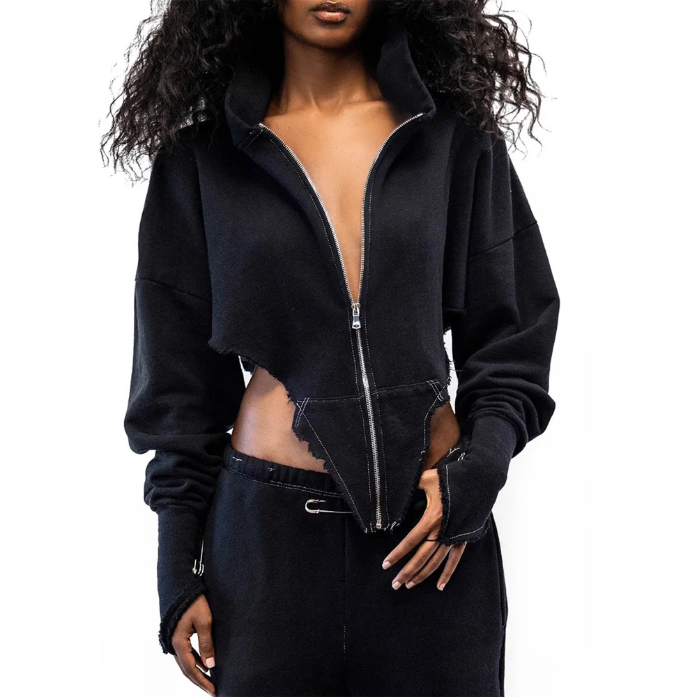 

Fashion Ladies Hooded Hoodies Outwears & Coats Women 2023 Zipper Closure Asymmetric Luxury Ladies Jackets Coats African Elegant