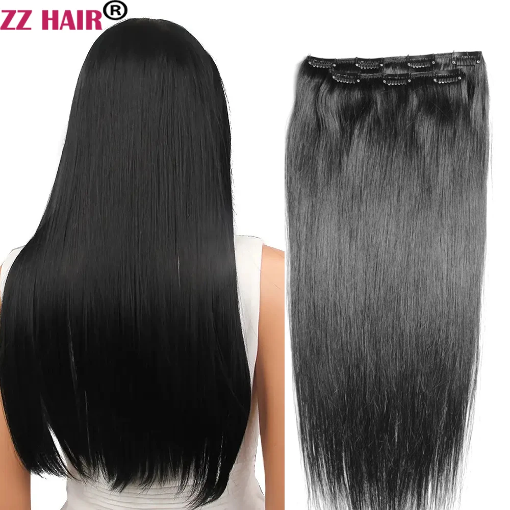 

ZZHAIR 100% Human Remy Hair Extensions 16"-28" 2pcs Set 140g Clips-in Two Pieces Natural Straight 1x20cm 1x15cm