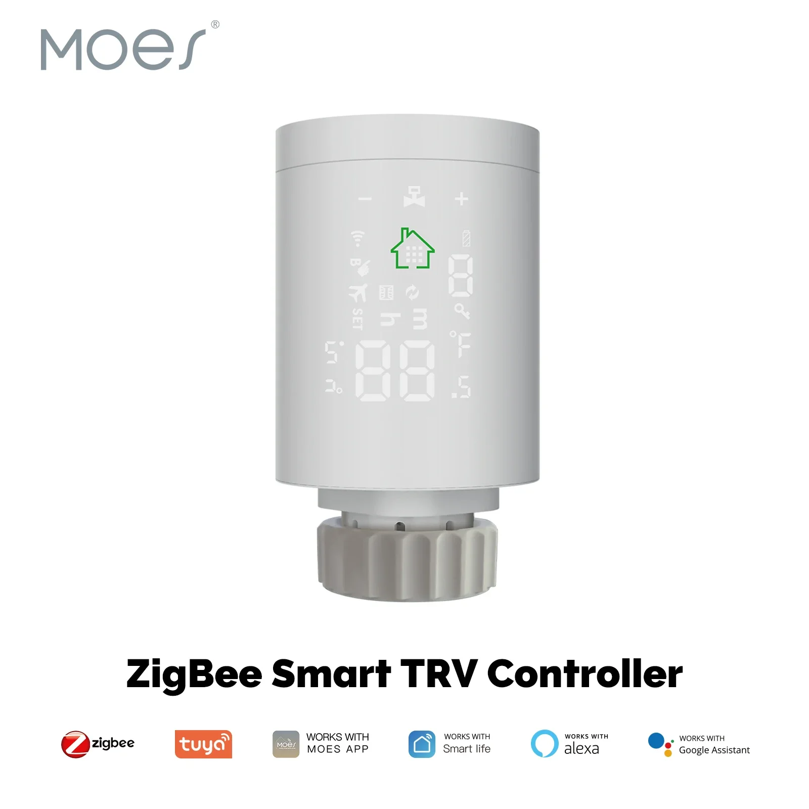 

MOES ZigBee3.0 Radiator Actuator Programmable Thermostatic Valve Tuya Temperature Controller 2MQTT Alexa Google Voice Smart App