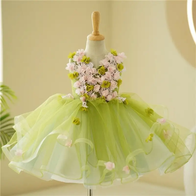Sage Green Puffy 3d Appliques Flower Girl Dress Sleeveless Floral Tulle Princess Beauty Pageant Dresses Formal Prom Party Gown
Sage Green Puffy 3d Appliques Flower Girl Dress Sleeveless Floral Tulle Princess Beauty Pageant Dresses Formal Prom Party Gown
