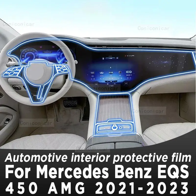 

For Mercedes Benz EQS AMG 450 2021-2023 Gearbox Panel Navigation Screen Automotive Interior TPU Protective Film Anti-Scratch