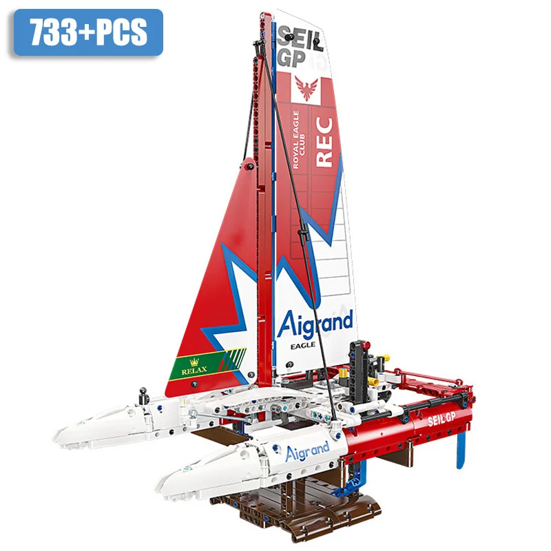 City MOC 733pcs F50 Hydrofoil Catamaran Sailboat Model Building Blocks DIY Assemble Sailing Ship Bricks Toys For Children Gifts
City MOC 733pcs F50 Hydrofoil Catamaran Sailboat Model Building Blocks DIY Assemble Sailing Ship Bricks Toys For Children Gifts