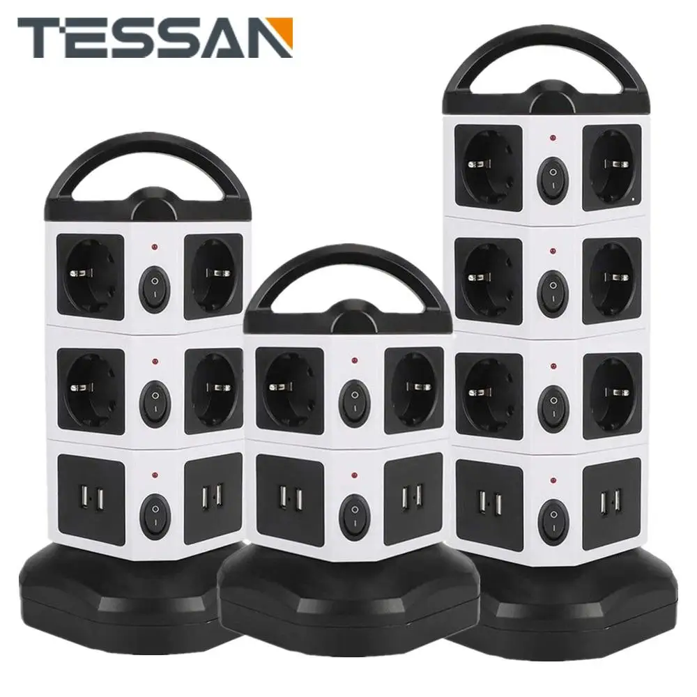 TESSAN Vertical Tower Multi-tap Sockets Power Strip EU KR Plug with AC Outlets USB Ports Individually Switch 2m Extension Cable
TESSAN Vertical Tower Multi-tap Sockets Power Strip EU KR Plug with AC Outlets USB Ports Individually Switch 2m Extension Cable