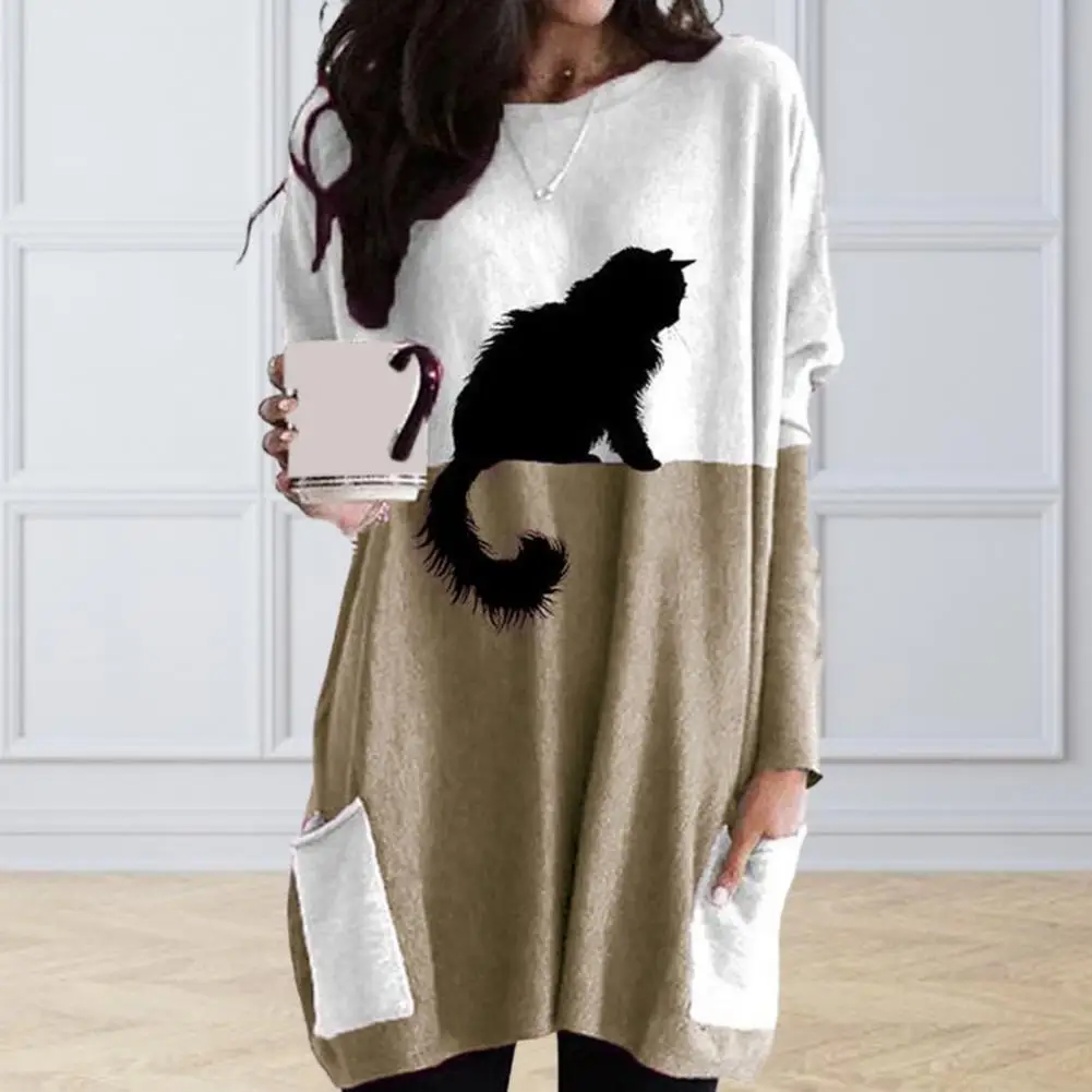 Women's autumn and winter long-sleeved tops with color block print decoration, loose and casual.
Women's autumn and winter long-sleeved tops with color block print decoration, loose and casual.