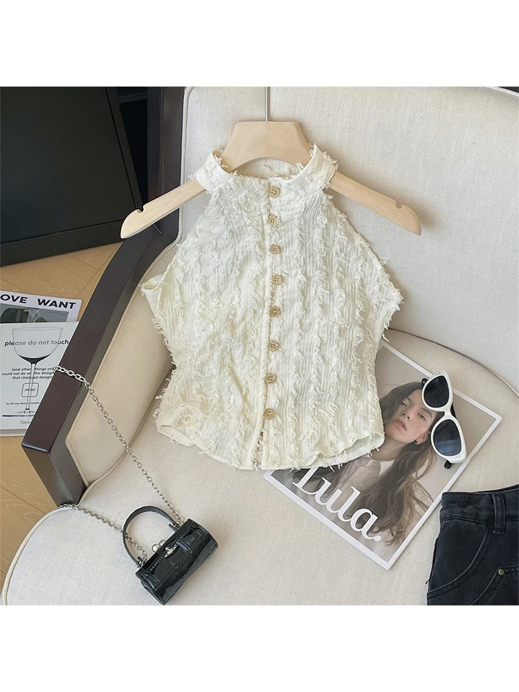 Summer Women French Fashion Sleeveless Crop Tops Coquette 2000s Gyaru Single-breasted Vest Hot Sexy Vintage Tassels Tank Top New
Summer Women French Fashion Sleeveless Crop Tops Coquette 2000s Gyaru Single-breasted Vest Hot Sexy Vintage Tassels Tank Top New