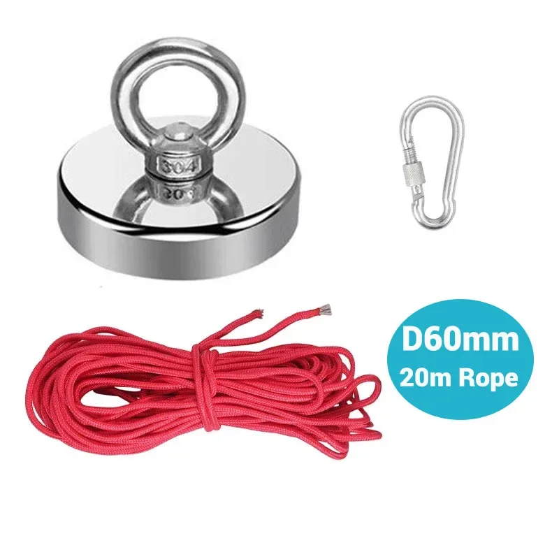 D60mm Strong Fishing Magnet with 20m Rope Neodymium Recovery Magnet Fishing Treasure Metal Salvage Lifting Metal Detector
D60mm Strong Fishing Magnet with 20m Rope Neodymium Recovery Magnet Fishing Treasure Metal Salvage Lifting Metal Detector