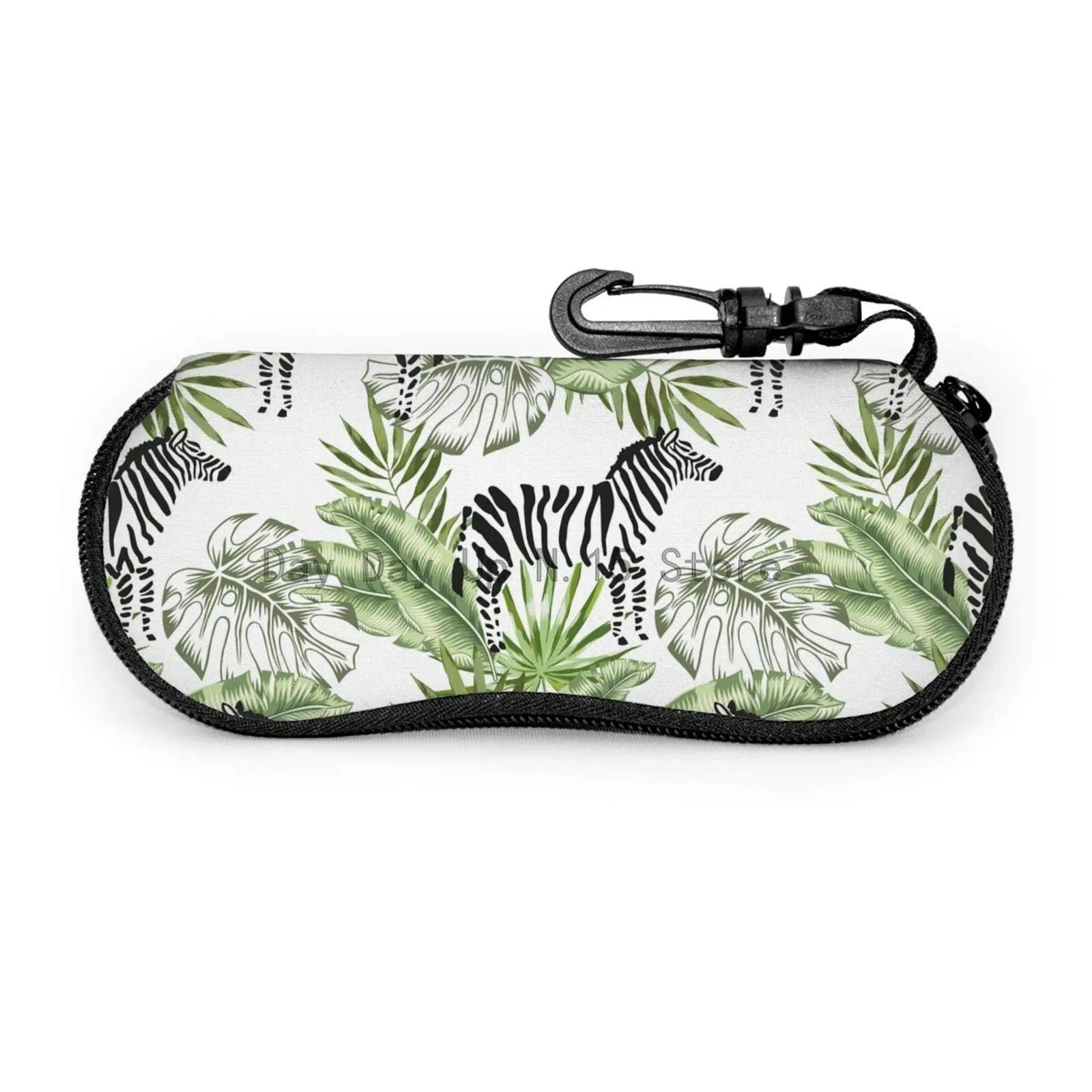 

Tropical Jungle Zebra Animals Soft Sunglasses Case for Women Men Portable Neoprene Zipper Eyeglass Case