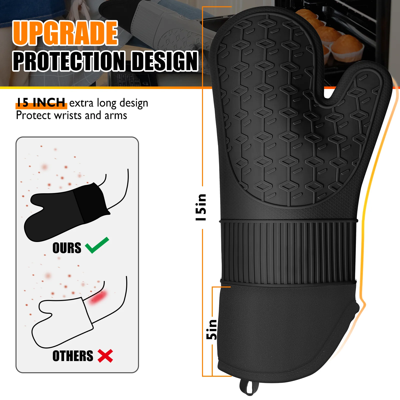 1 Pack Grilling Heat Resistant Oven Mitts Kitchen Oven Mitts Mitten Non-slip Kitchen Mitts
1 Pack Grilling Heat Resistant Oven Mitts Kitchen Oven Mitts Mitten Non-slip Kitchen Mitts