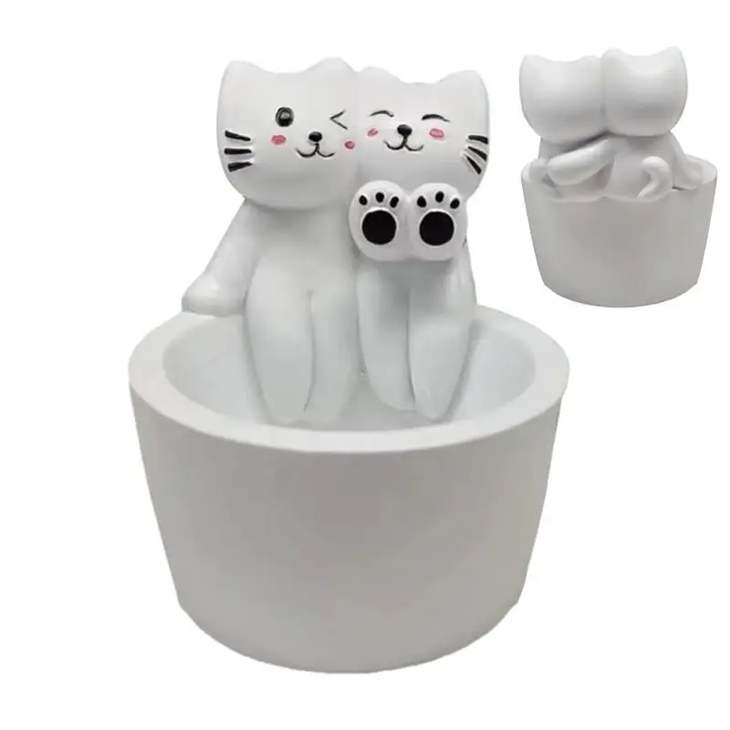 

Cartoon Kitten Candle Holder with Warming paws Cute Cat Candlestick Tea Light Holders best home decoration cat lovers gift
