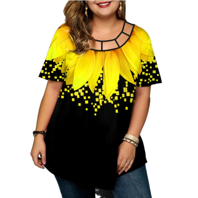 Fashion Leaves Print Plus Size Women T-Shirt Short Sleeve Loose Boho Tunic Tops Ladies Large Size Teeshirt Femme Grande Taille
Fashion Leaves Print Plus Size Women T-Shirt Short Sleeve Loose Boho Tunic Tops Ladies Large Size Teeshirt Femme Grande Taille