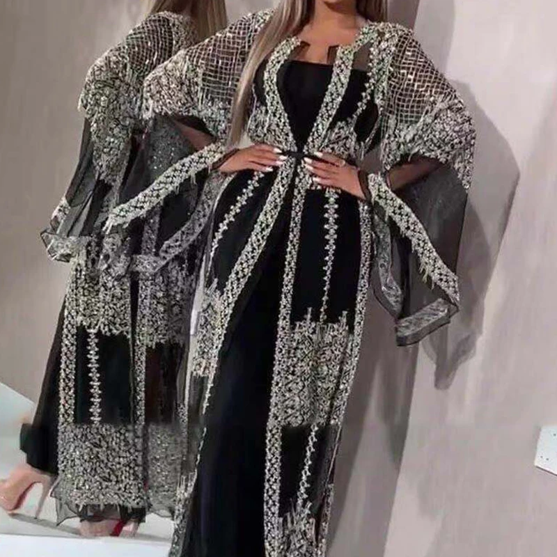 2022 Fashion Sequins Mesh Mopping Maxi Dress French Vintage Belt Women Club Dress Elegant O Neck Flare Sleeve Lace Evening Dress
2022 Fashion Sequins Mesh Mopping Maxi Dress French Vintage Belt Women Club Dress Elegant O Neck Flare Sleeve Lace Evening Dress