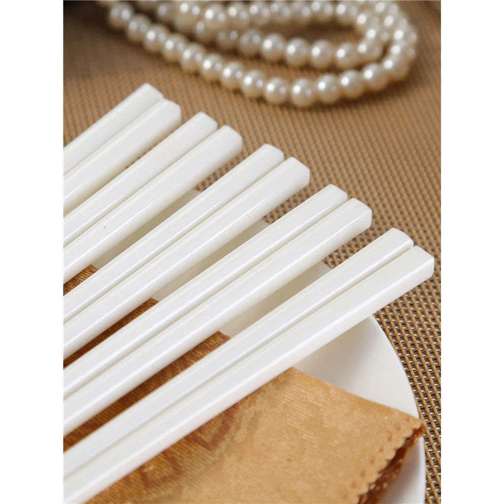 

10 Pairs Of White Porcelain Chopsticks High Quality Household Tableware Bone China Chopstick Pure White Color Box Packing Gift