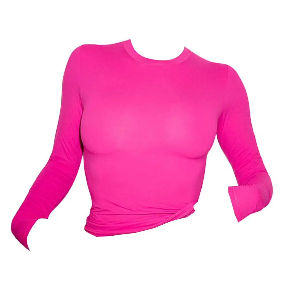 Spring Autumn Casual T-shirt Elegant Women's Slim Fit Long Sleeve Pullover Blouse with Round Neck Short Waist-exposed for Simple
Spring Autumn Casual T-shirt Elegant Women's Slim Fit Long Sleeve Pullover Blouse with Round Neck Short Waist-exposed for Simple