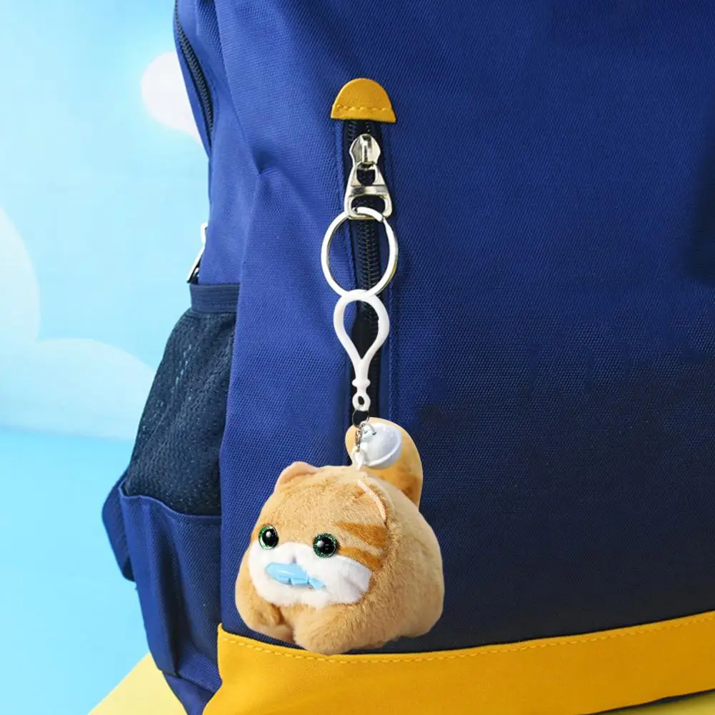 

Cute Cat Plush Fuzzy Soft Cat Stuffed Toy with Bell Hanging Buckle Whistle Plush Kitten Doll Keychain Pendant for Backpack